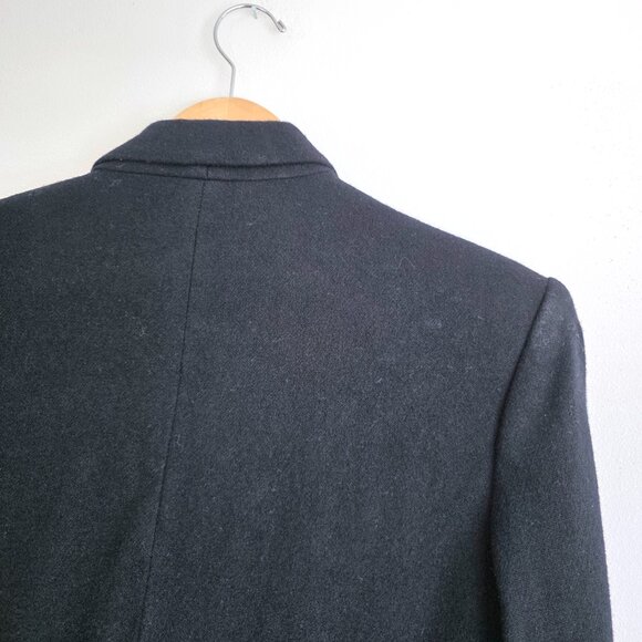 Vintage Black Wool Blazer Double Breasted Gold Buttons Classic Capsule Wardrobe - Picture 12 of 12